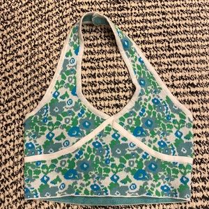 Blue and green halter top